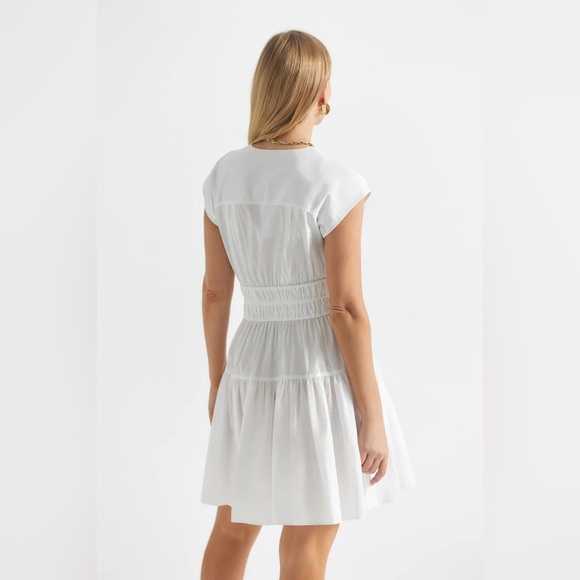 Derek Lam 10 Crosby Tora White V-Neck Tiered Cotton Poplin Dress Size 10 NEW - Picture 6 of 11